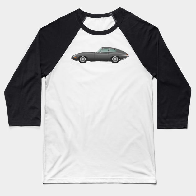 Jaguar E Type Fixed Head Coupe Gunmetal Baseball T-Shirt by SteveHClark